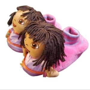 Dora Explorer Little Girls Size 9-10 House Slippers Nick Jr Sock Top Vintage Y2K